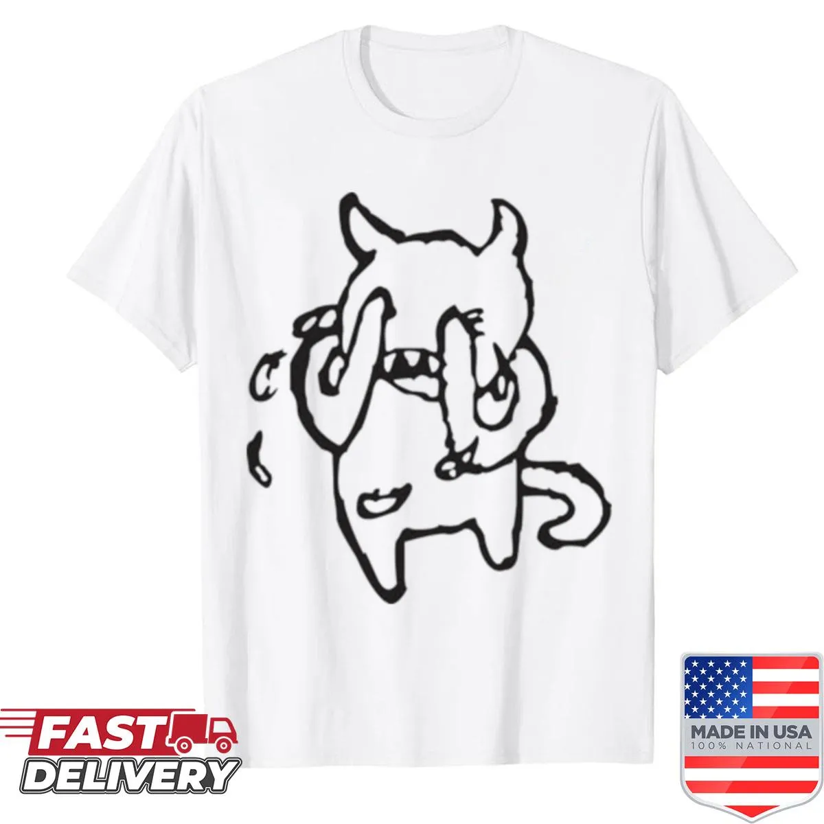 Cute cat design shirt with musical notes and a funny saying