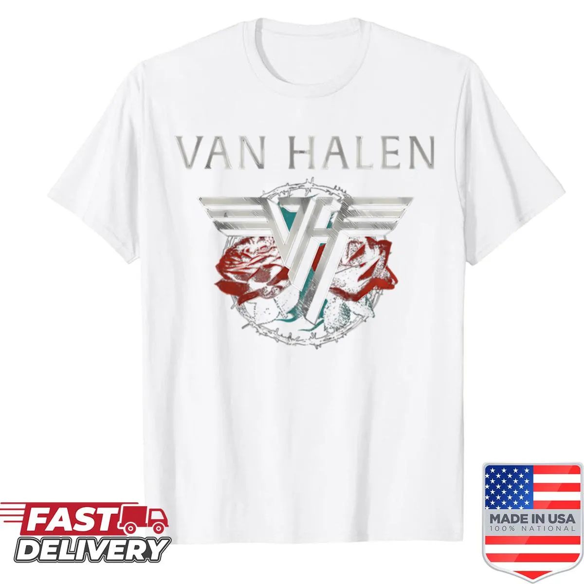 Vintage tour music logo shirt with nostalgic band design.