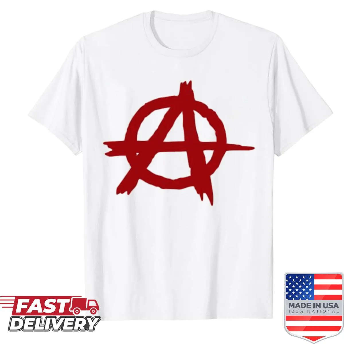 Red t-shirt with bold Trans Anarchy logo design