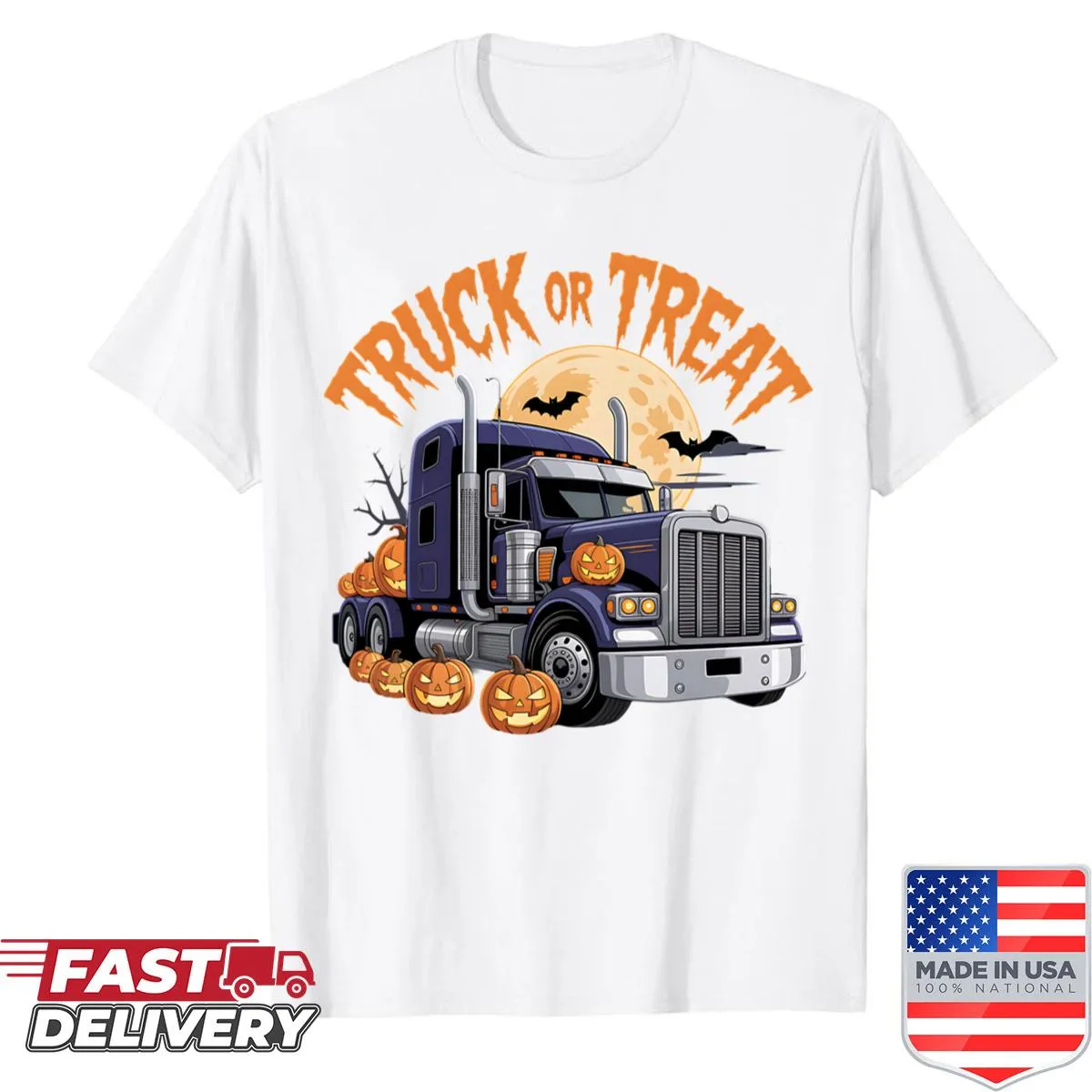 Funny truck driver Halloween shirt with 'Truck Or Treat' text