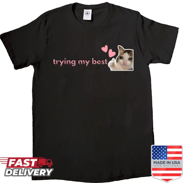 Oversized shirt with a cute crying cat graphic