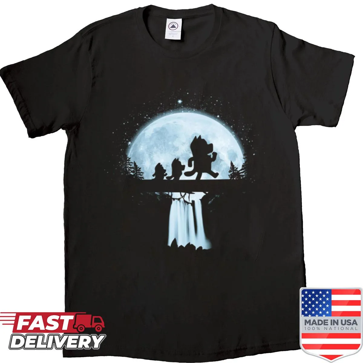 Silhouette design depicting moonlight and nature