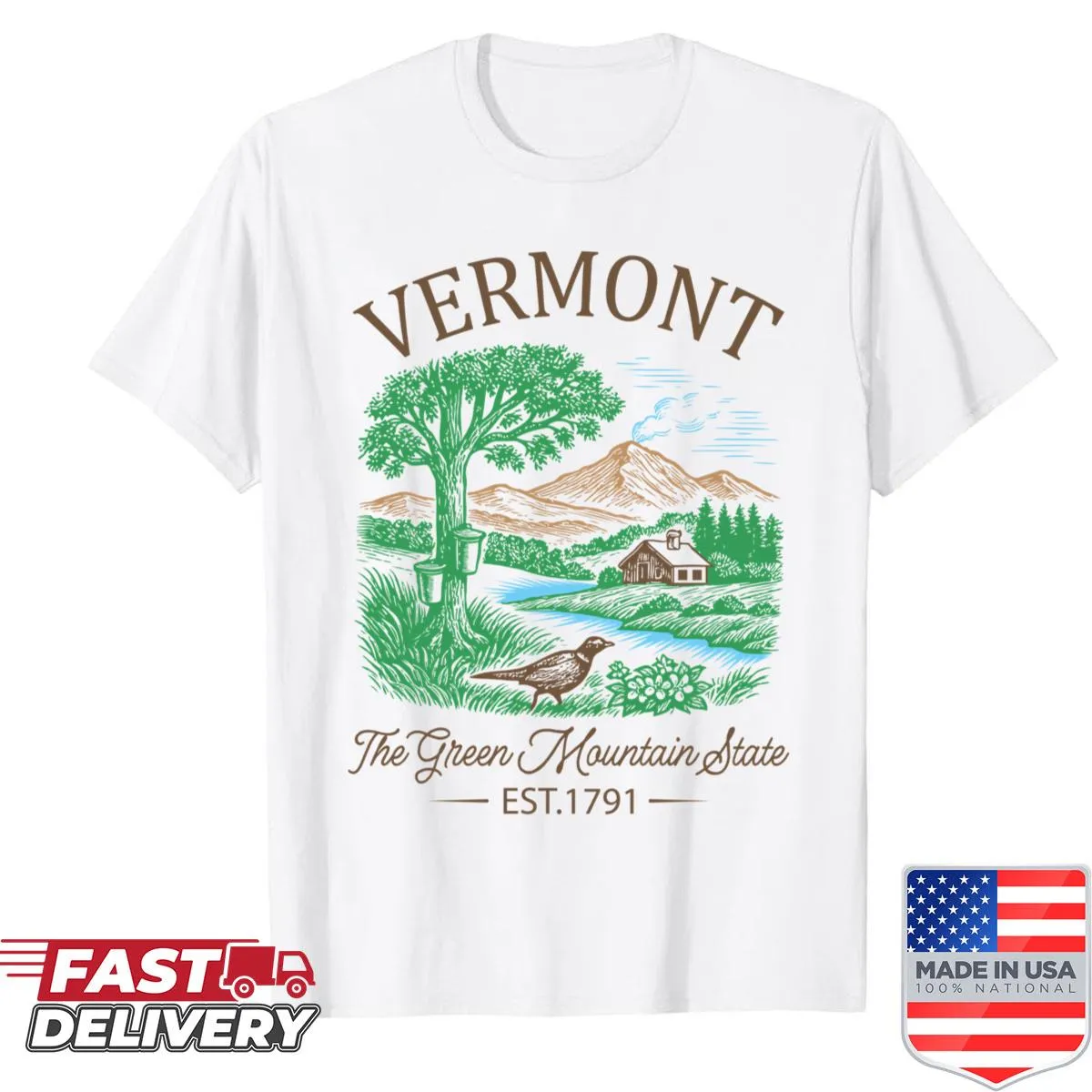 Typography design featuring Vermont's nickname on a shirt