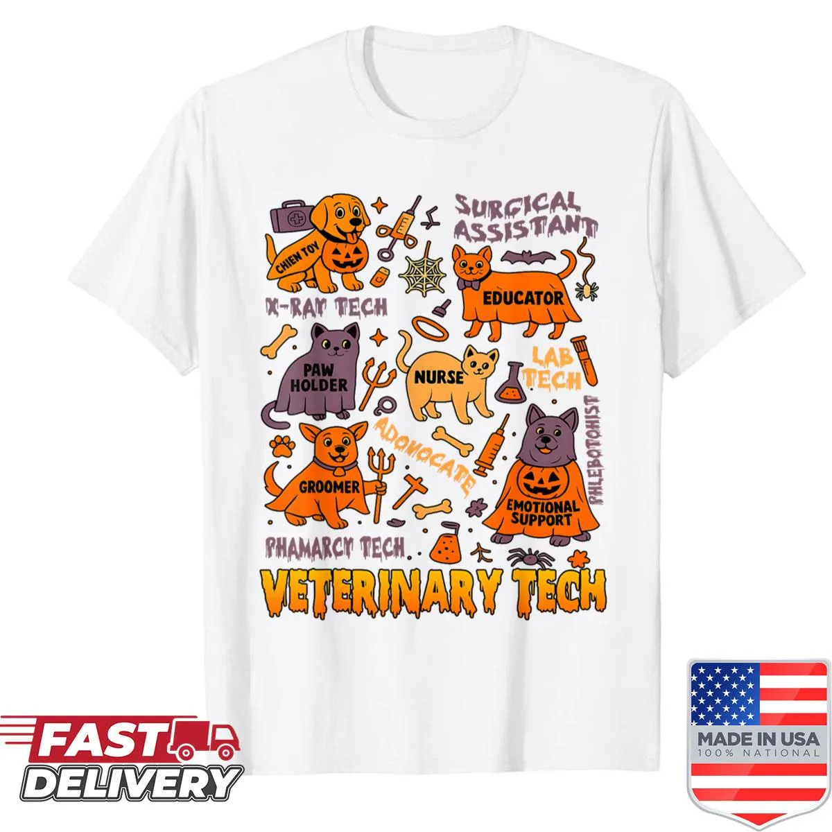 Veterinary technician t-shirt with a wholesome animal care graphic