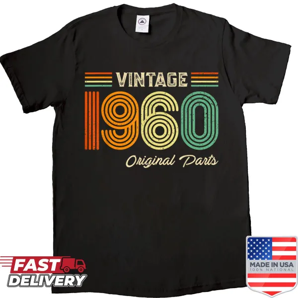 Vintage 1960 birthday shirt with 'Original Parts' text