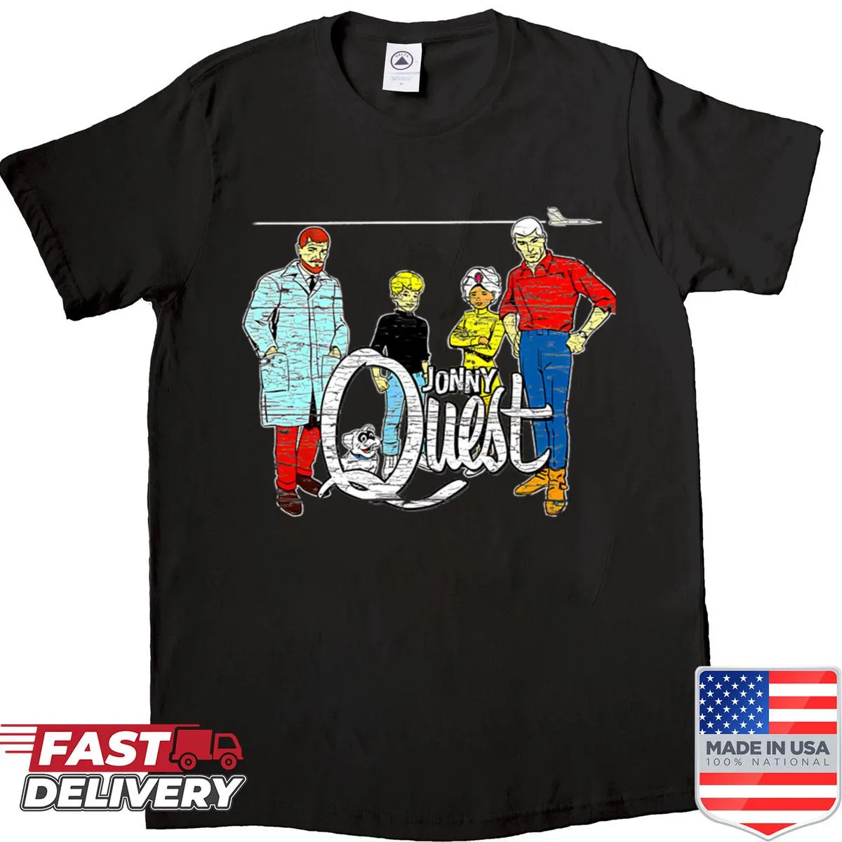 Vintage cartoon characters in a playful design on a humorous shirt