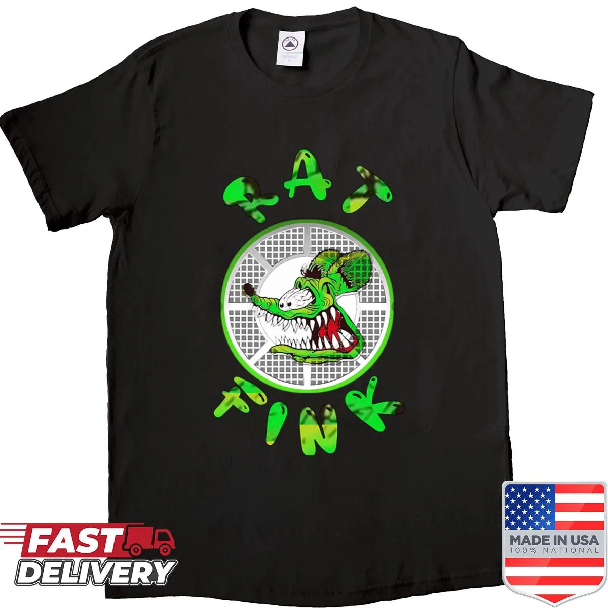 Cartoon hot rod shirt with a monster driving a vintage car