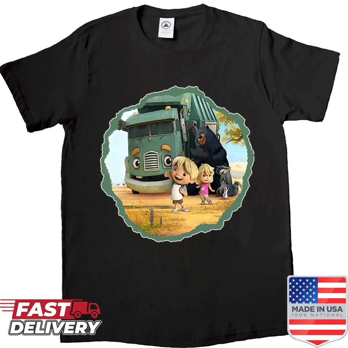 Kids shirt with a cartoon logo from a car-themed movie series