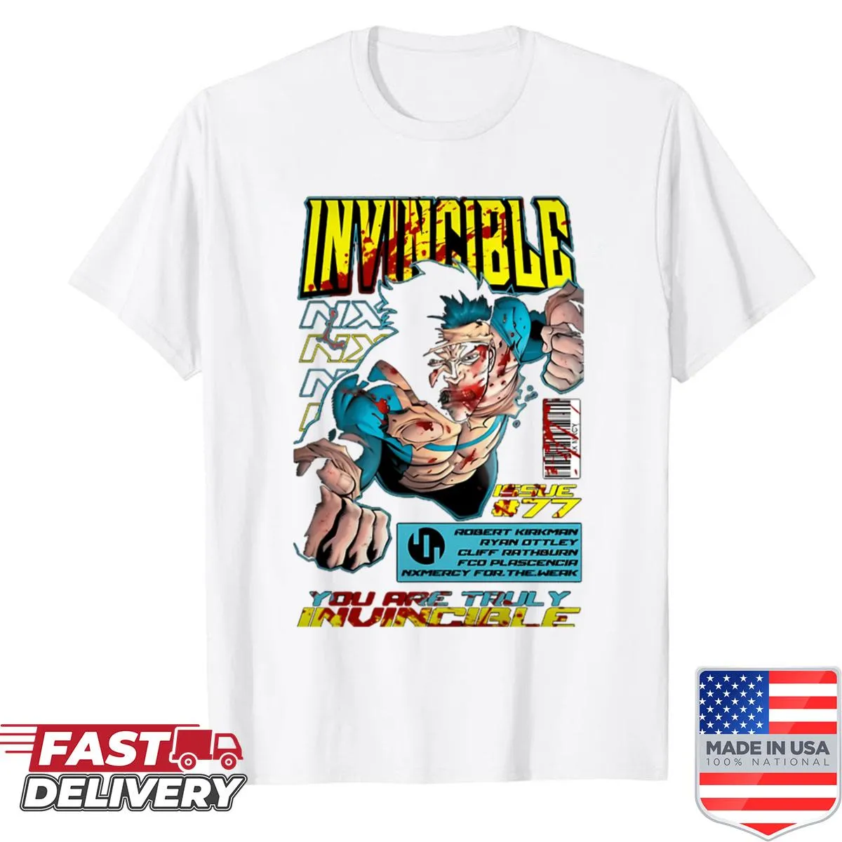 Funny vintage shirt depicting a dad superhero in cartoon style