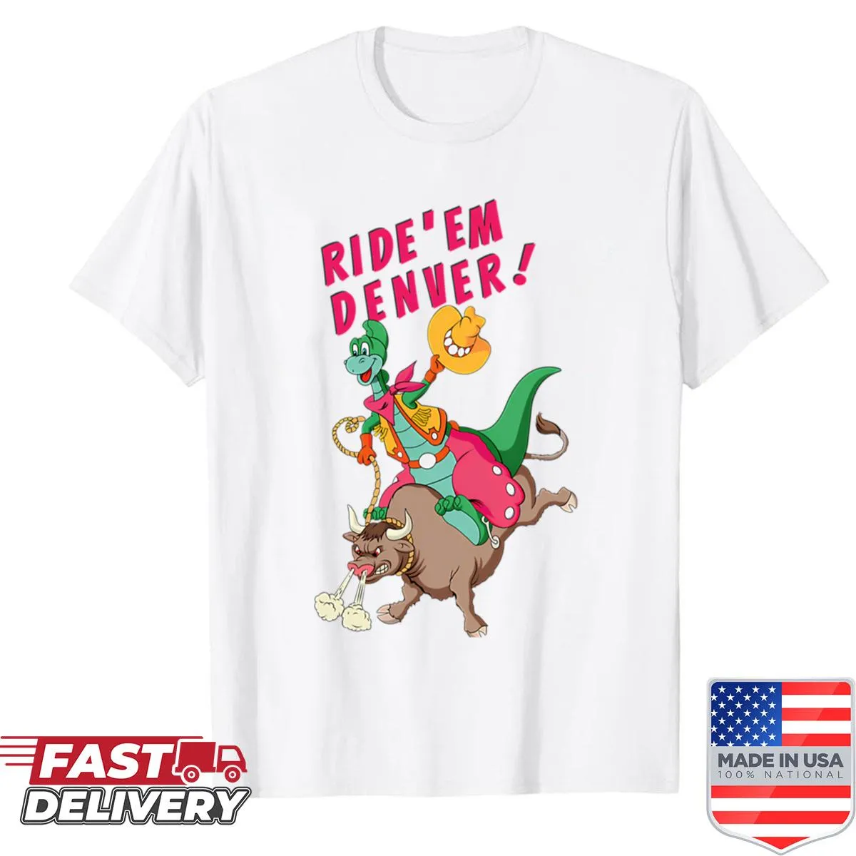 Vintage funny 80s dinosaur cartoon t-shirt for kids