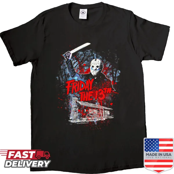 Vintage horror film logo design on a Halloween shirt