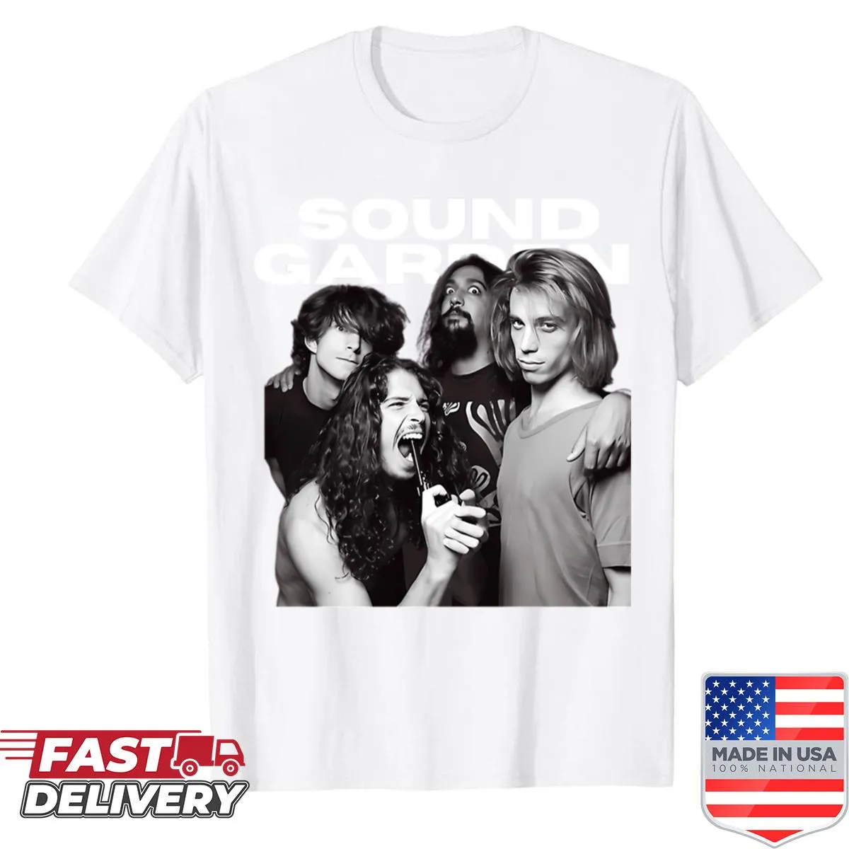 Vintage band logo tour T-shirt with distressed design