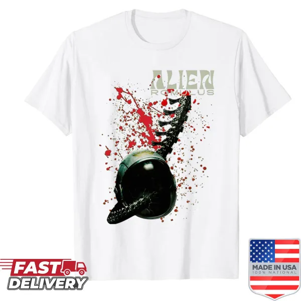 Vintage horror film logo shirt with playful design for Halloween