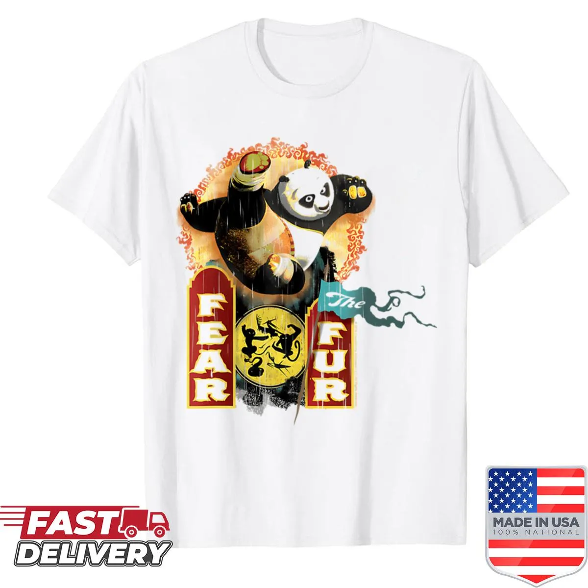 Funny cartoon bear in kung fu pose shirt