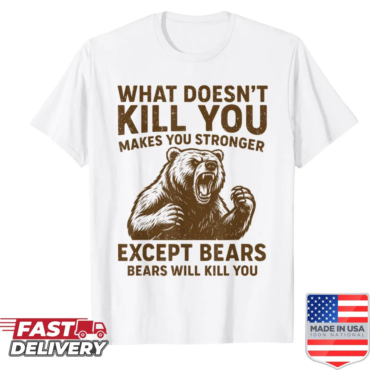 Funny camping shirt with humorous bear saying