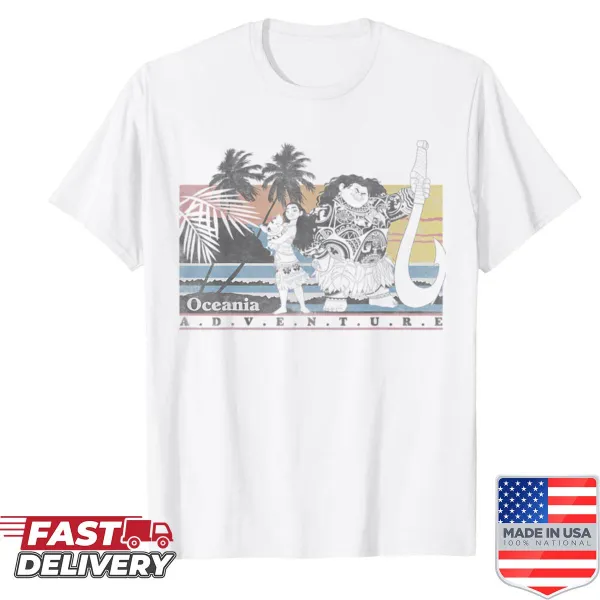 Cartoon shirt featuring a girl and ocean waves in a vintage style