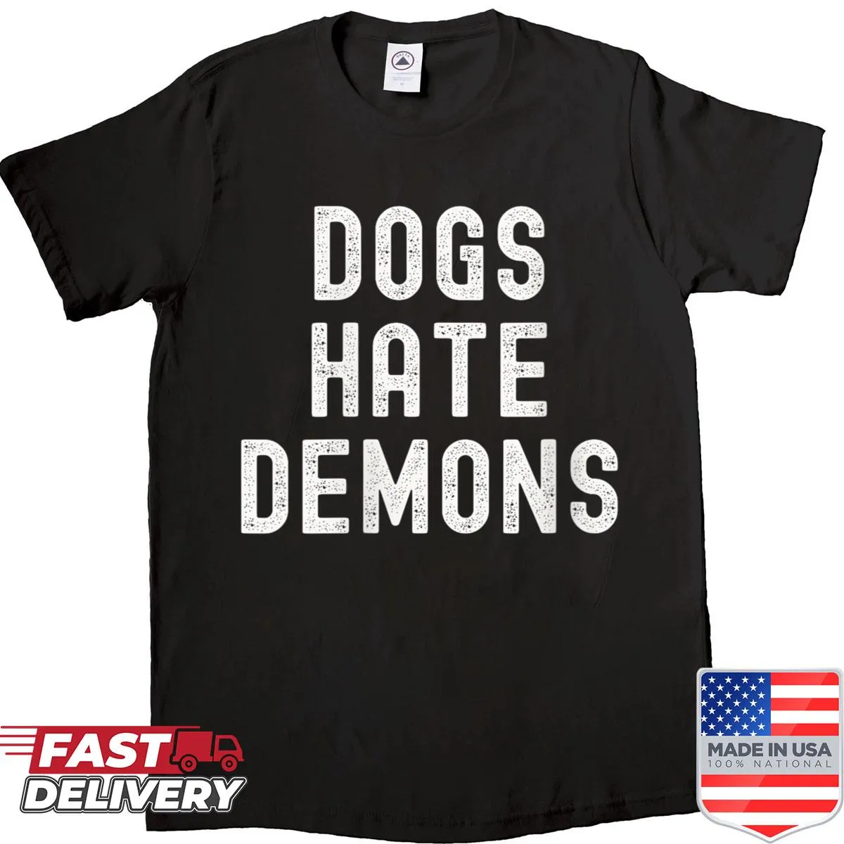 Funny Halloween shirt with dogs confronting demons illustration