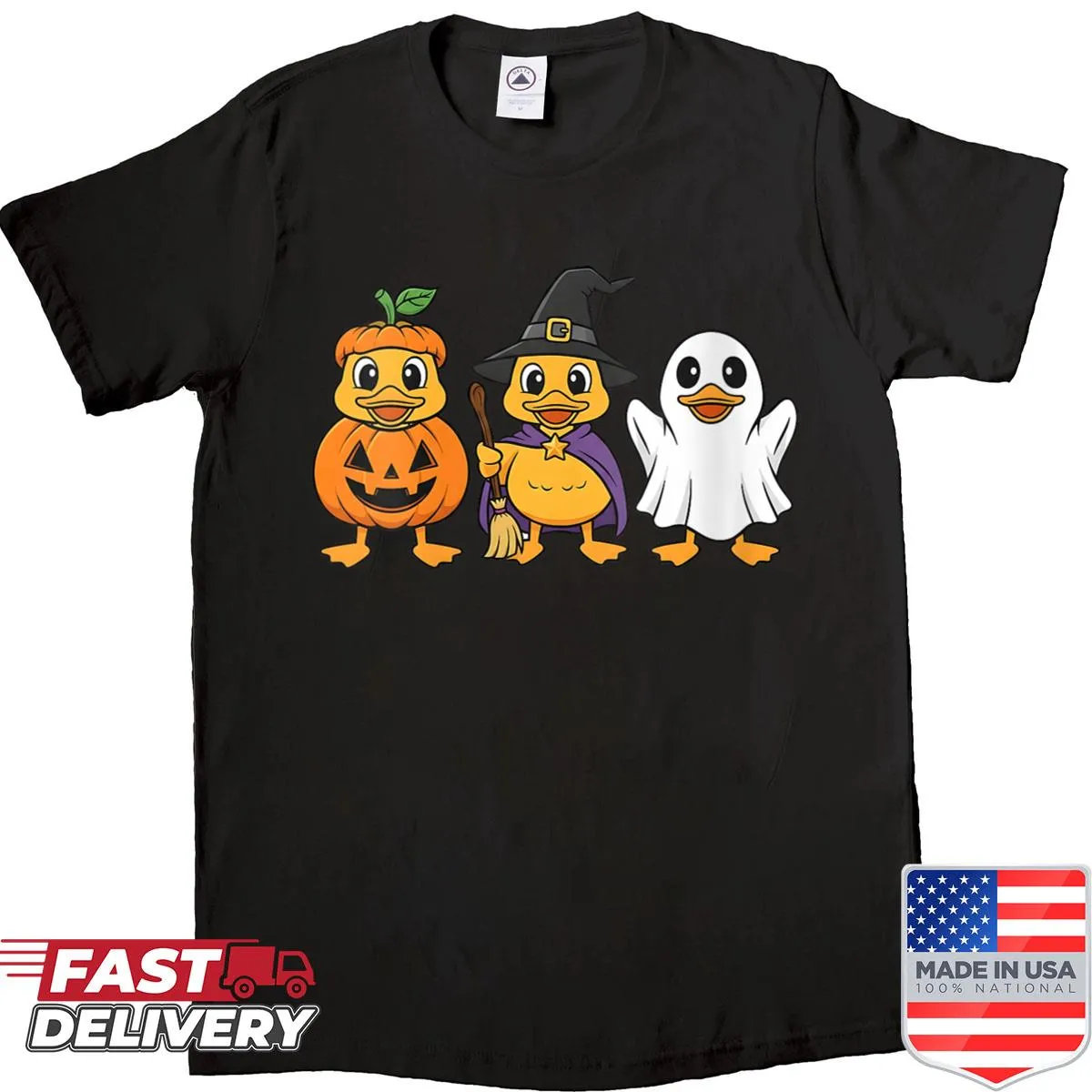 Kawaii design shirt featuring duck graphics and Halloween pun