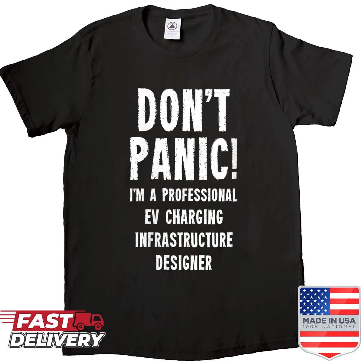 Designer shirt featuring EV charging infrastructure graphic