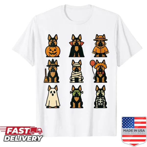 Funny German Shepherd ghost graphic shirt for Halloween
