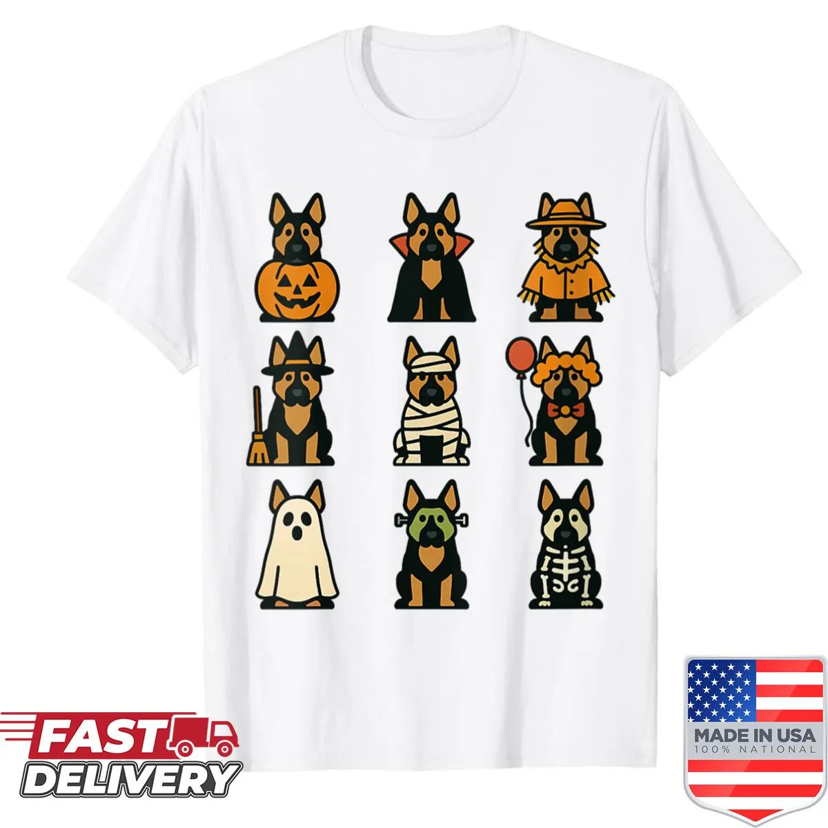 Funny German Shepherd ghost graphic shirt for Halloween