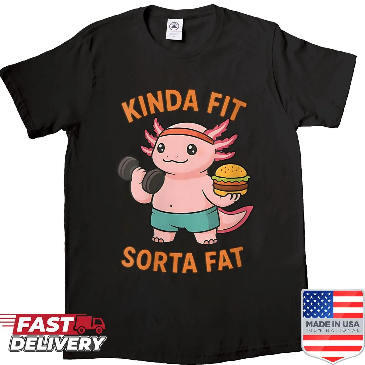Funny axolotl graphic on retro gym shirt