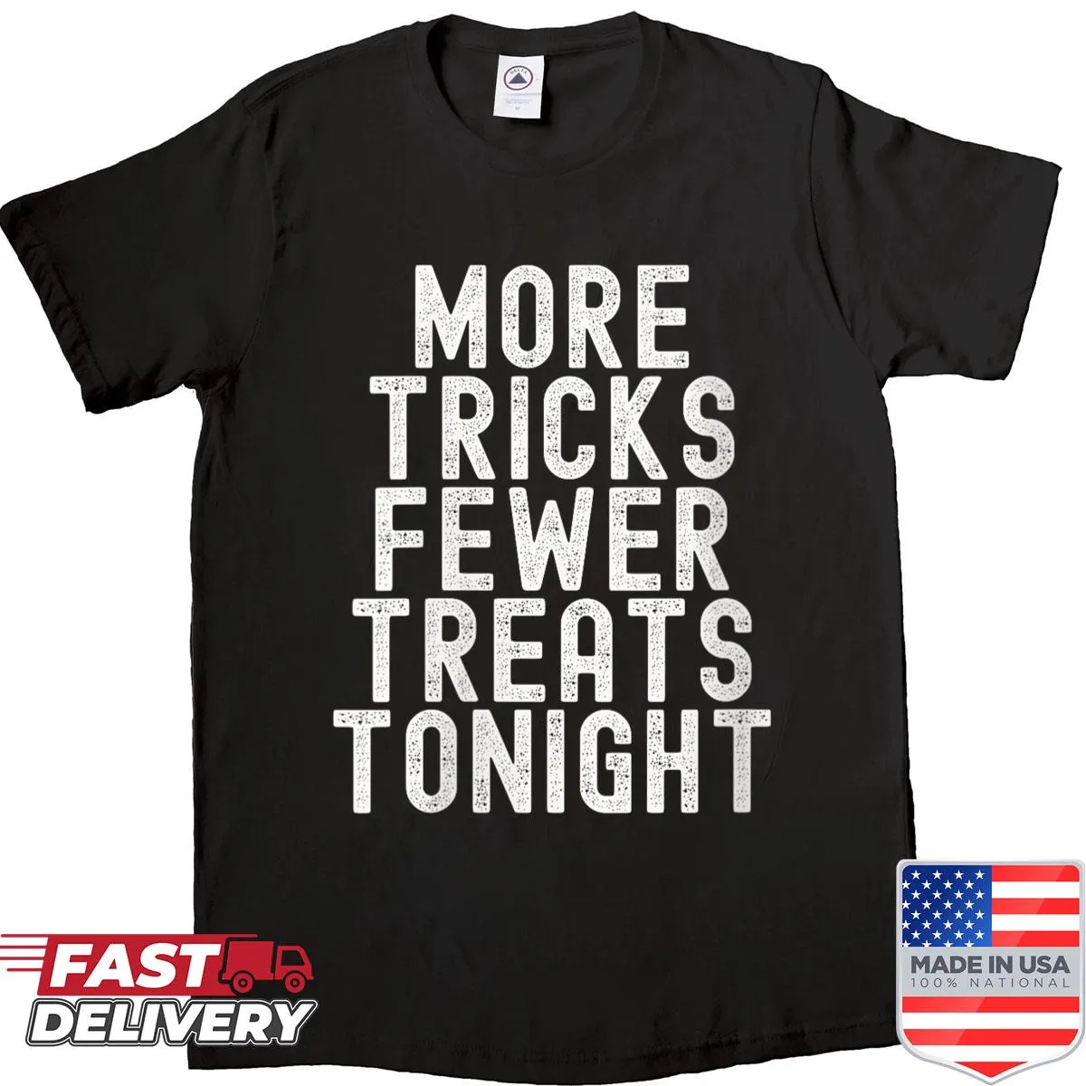 Funny Halloween shirt with 'More Tricks Fewer Treats' text