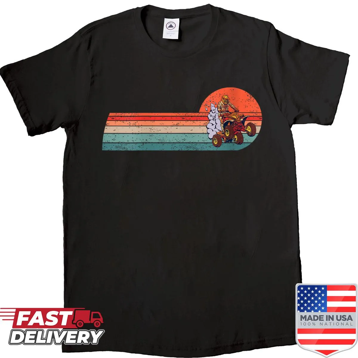 Graphic t-shirt featuring a quad bike and motorsport theme