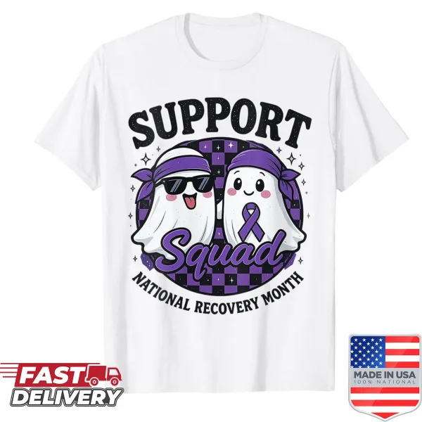 Support Squad shirt for addiction recovery with empowering message.