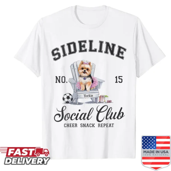 Shirt for soccer moms featuring 'Sideline Social Club' text.