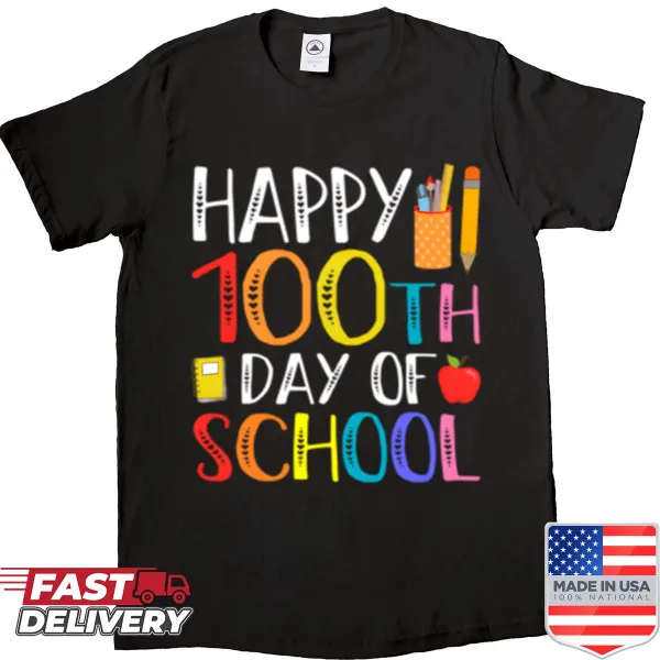 Celebratory shirt for the 100 Days of School with playful typography.