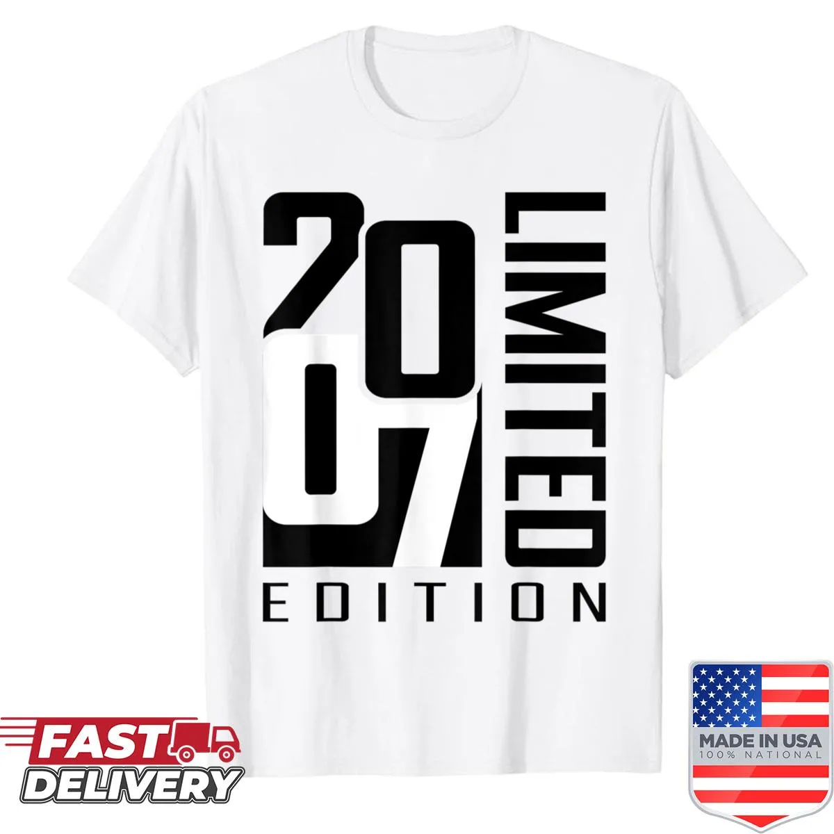 Vintage 2007 t-shirt celebrating 18th birthday with bold text