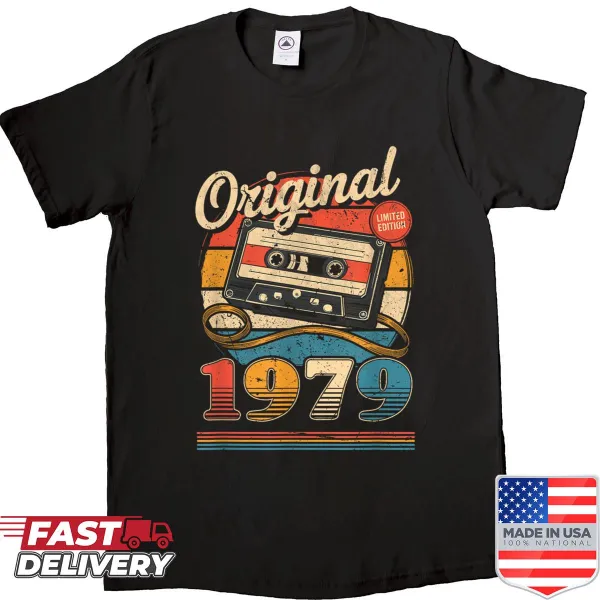 Retro vintage shirt for a 46th birthday celebration, 1979 theme.