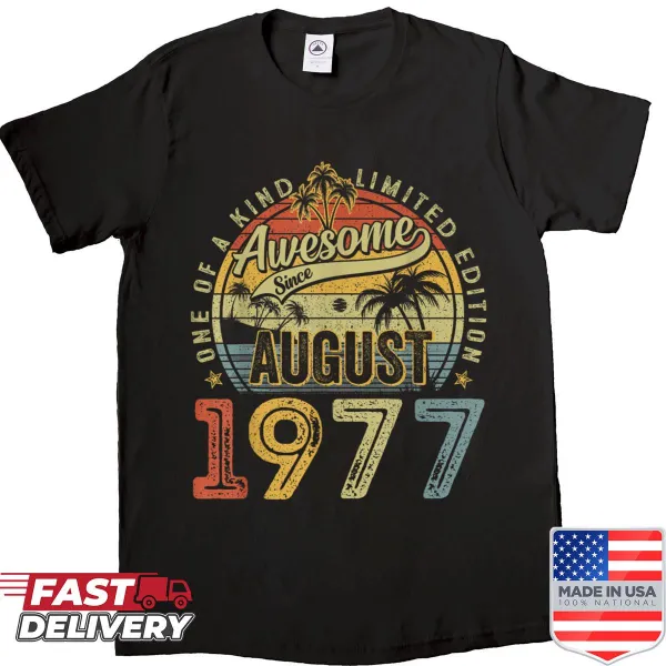Vintage 48th birthday shirt for men with retro 1977 design