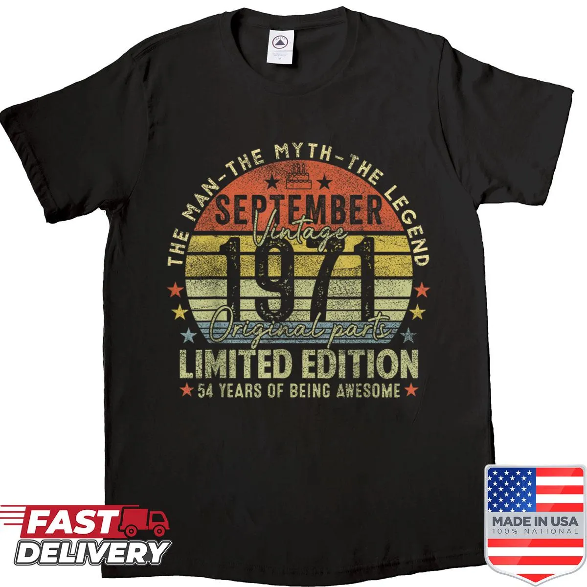 Vintage shirt celebrating 54th birthday for September 1971
