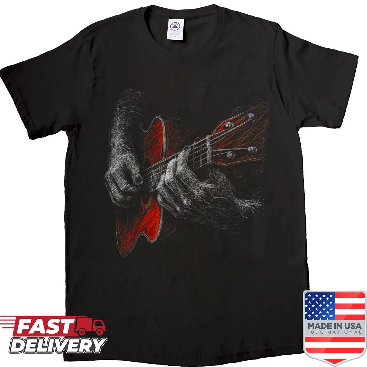 Vintage guitar-themed shirt for music teachers and guitarists