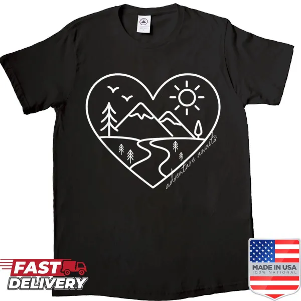 Vintage hiking shirt with a humorous mountain graphic and text.