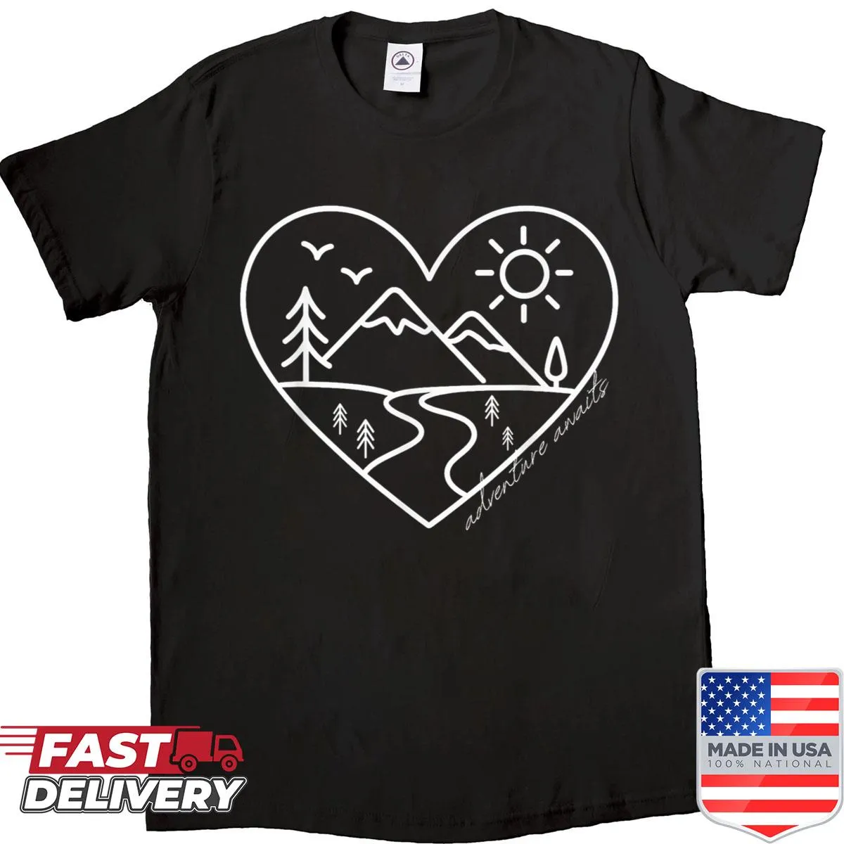Vintage hiking shirt with a humorous mountain graphic and text.
