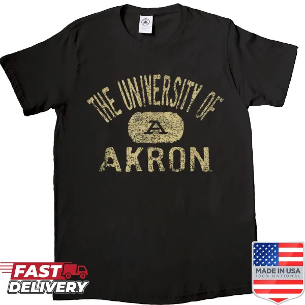 Vintage Akron Zips shirt in navy color celebrating the team.