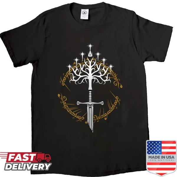 Shirt featuring a detailed artistic depiction of the White Tree of Gondor