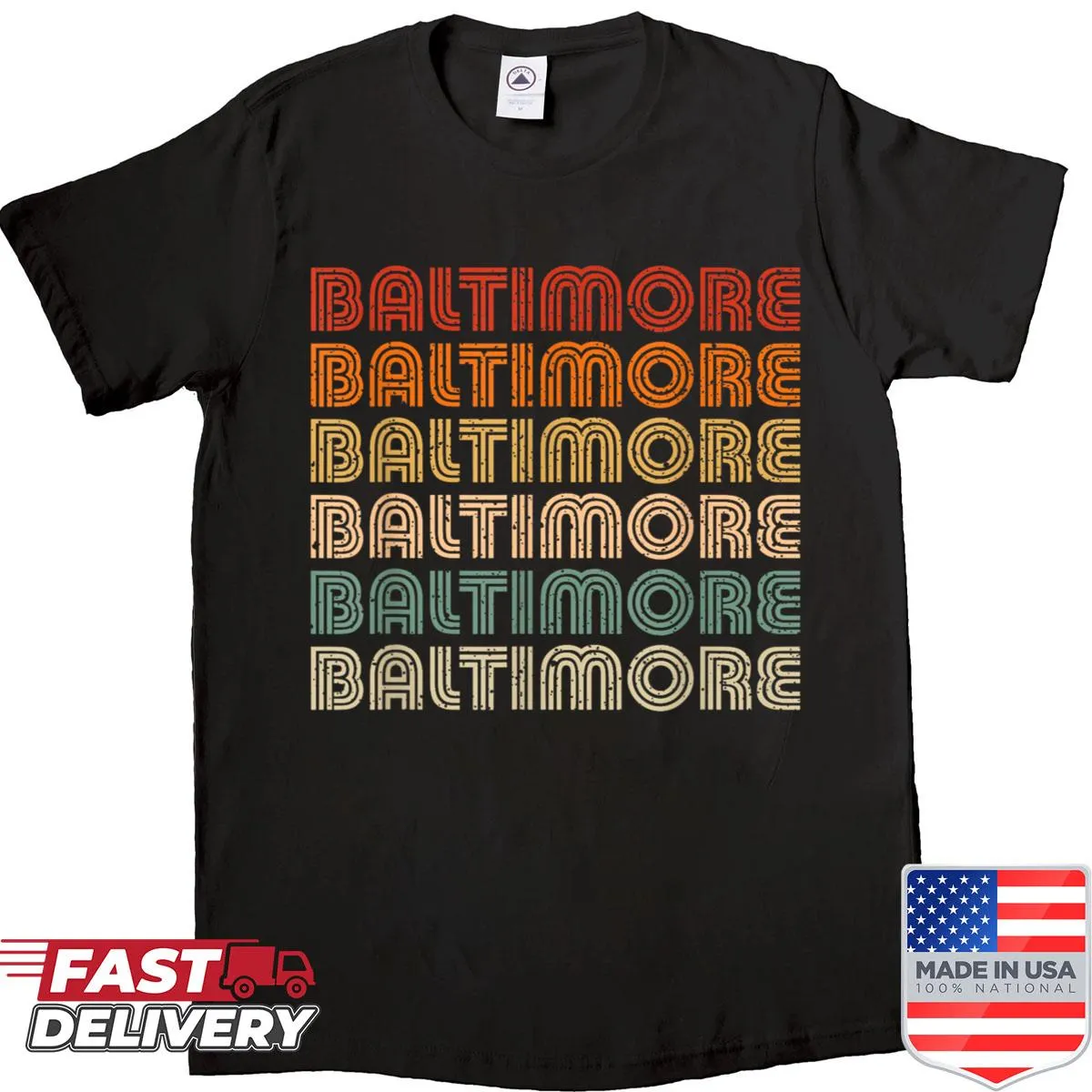Retro-themed Baltimore shirt inspired by the 70s and 80s