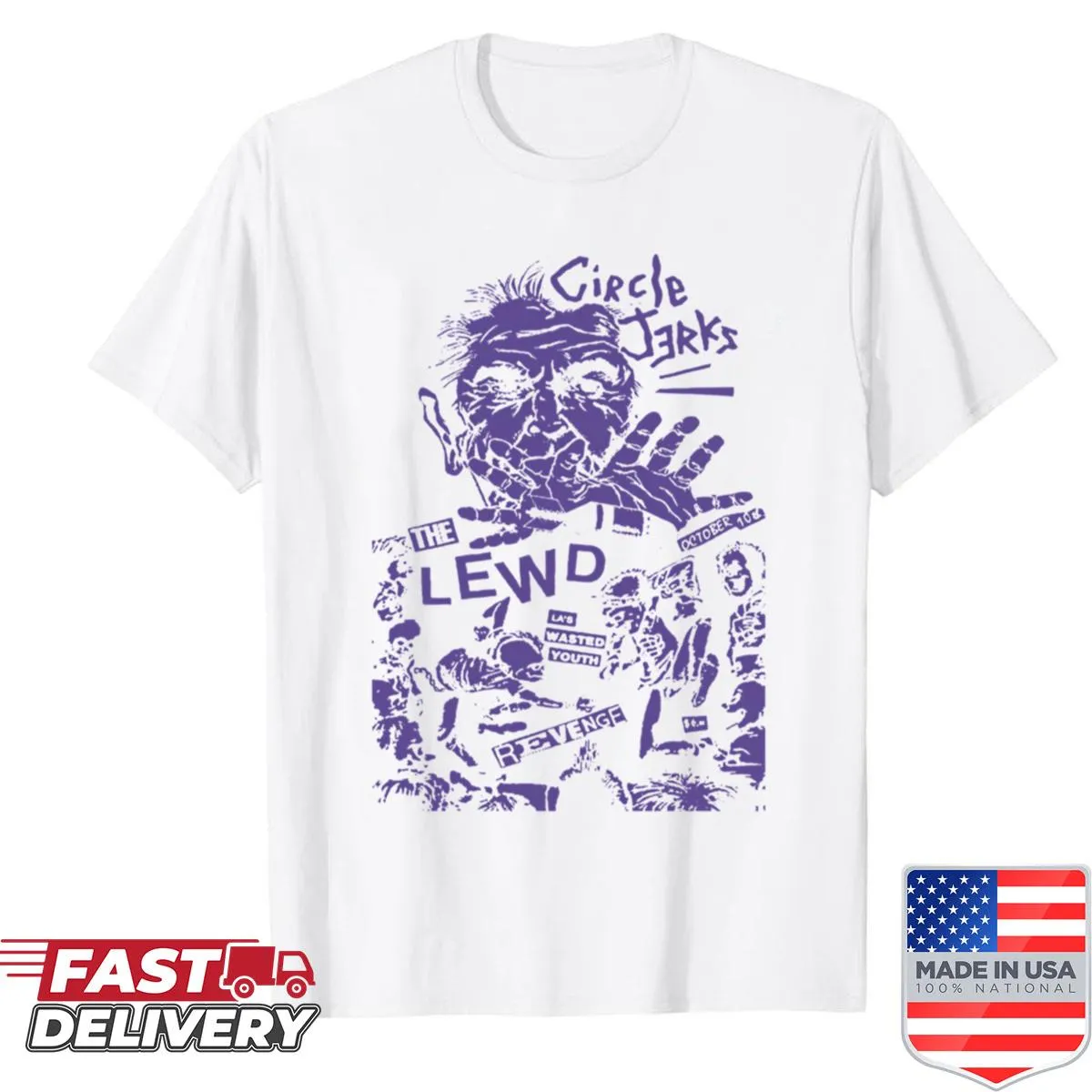 Vintage-style band art t-shirt with distressed design.