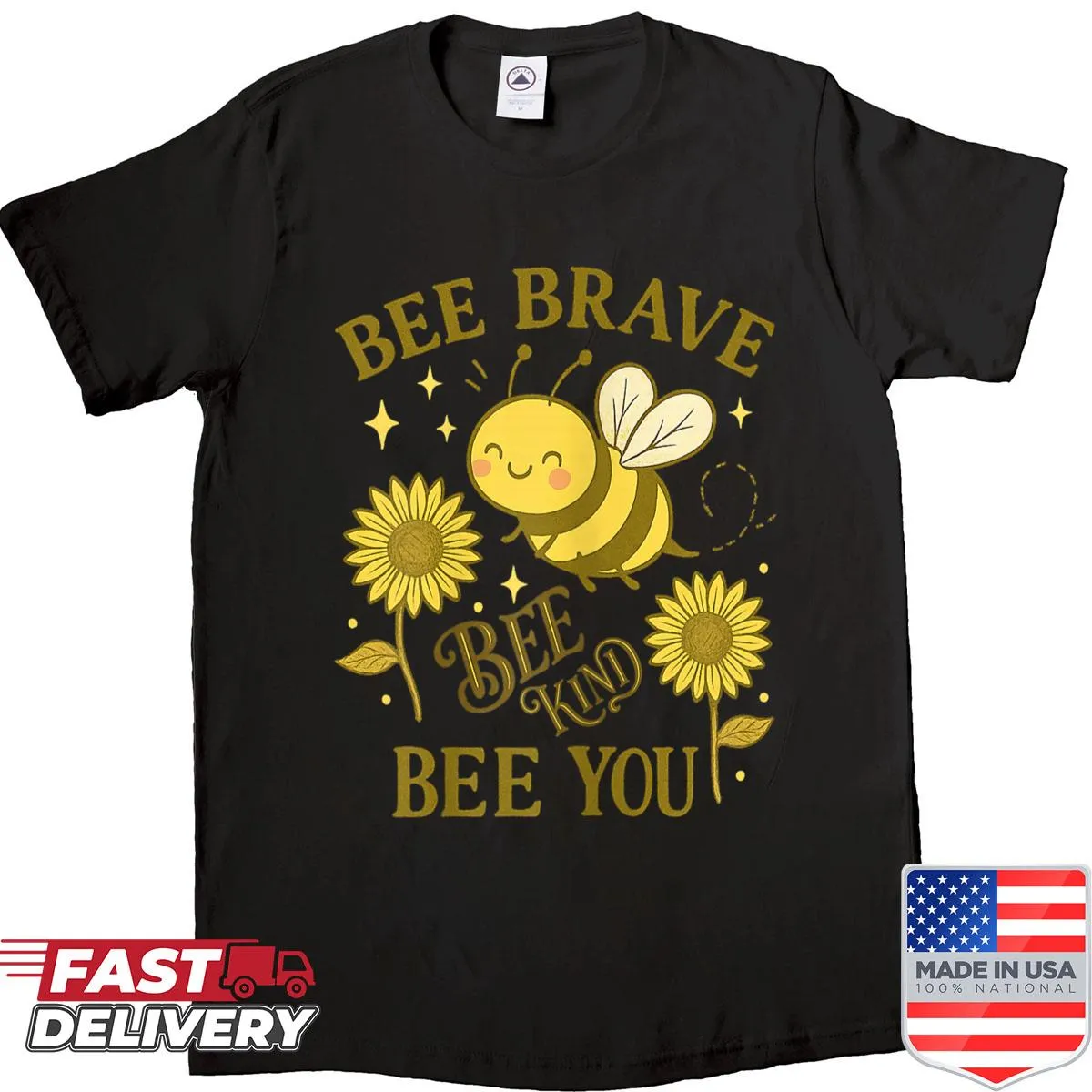Cute typography design with a bee graphic on a humorous shirt