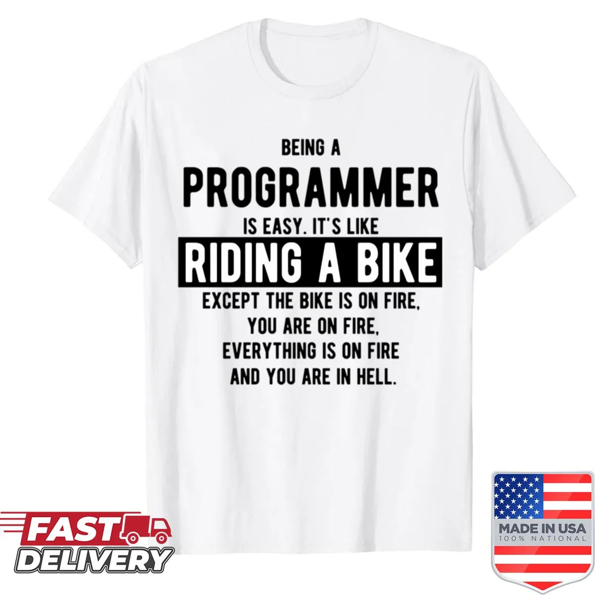 Funny shirt with programming joke about coding