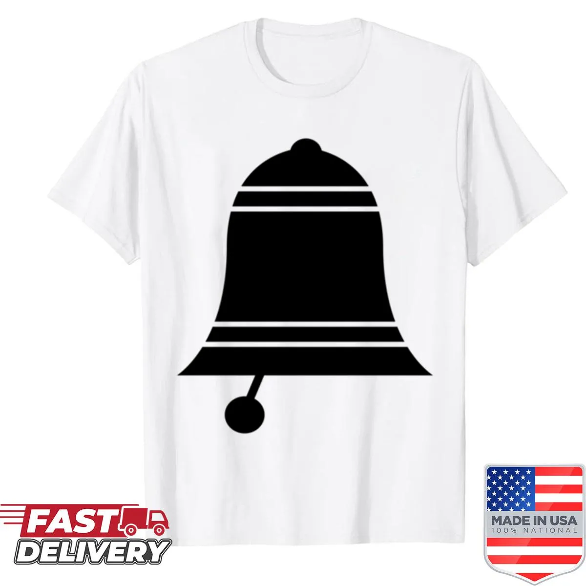 Minimalist bell silhouette design on a casual t-shirt
