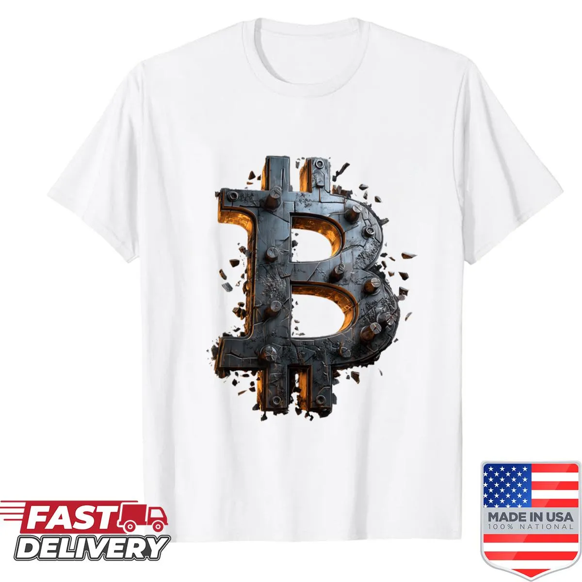 Vintage Bitcoin design shirt with distressed style
