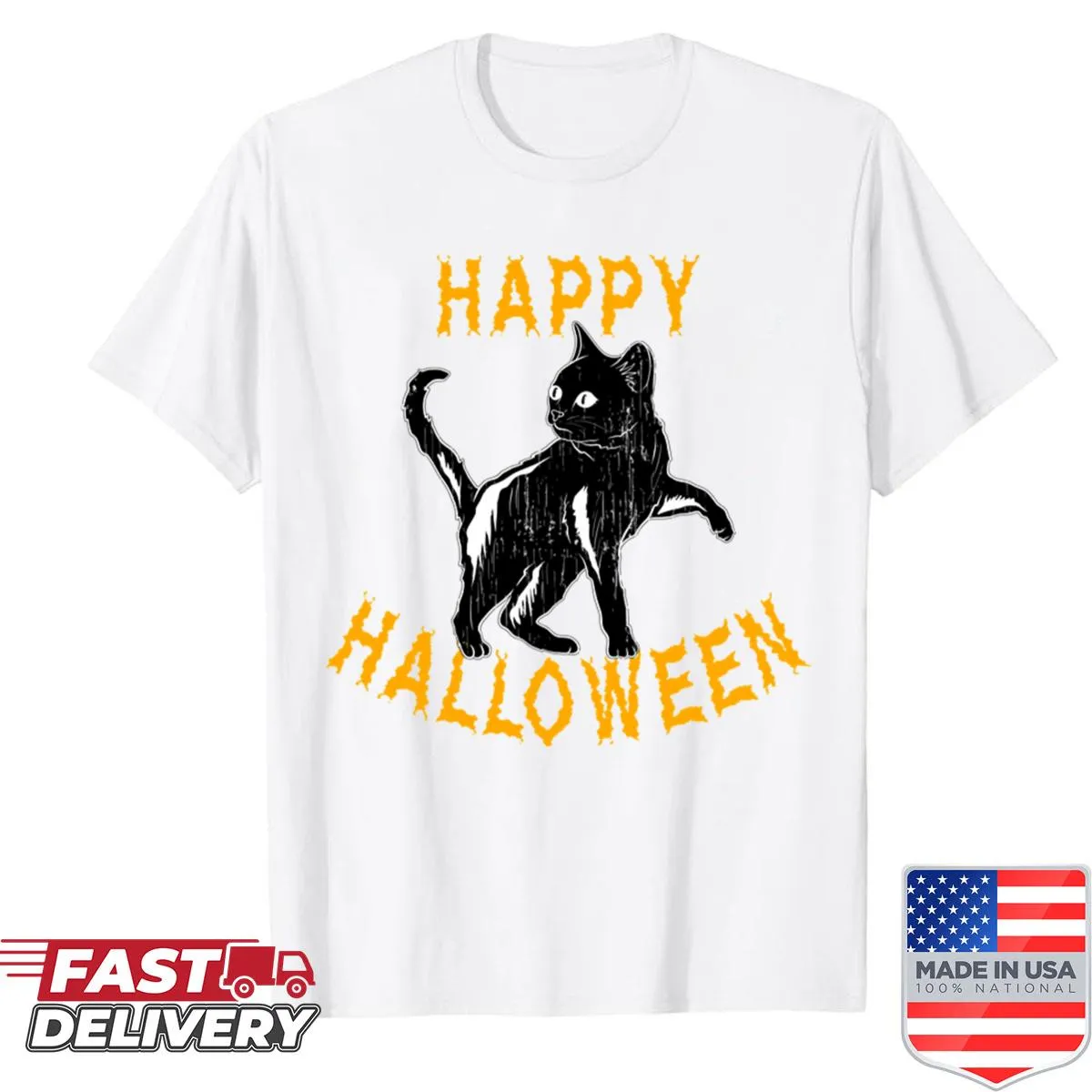 Playful illustration of a black cat for Halloween