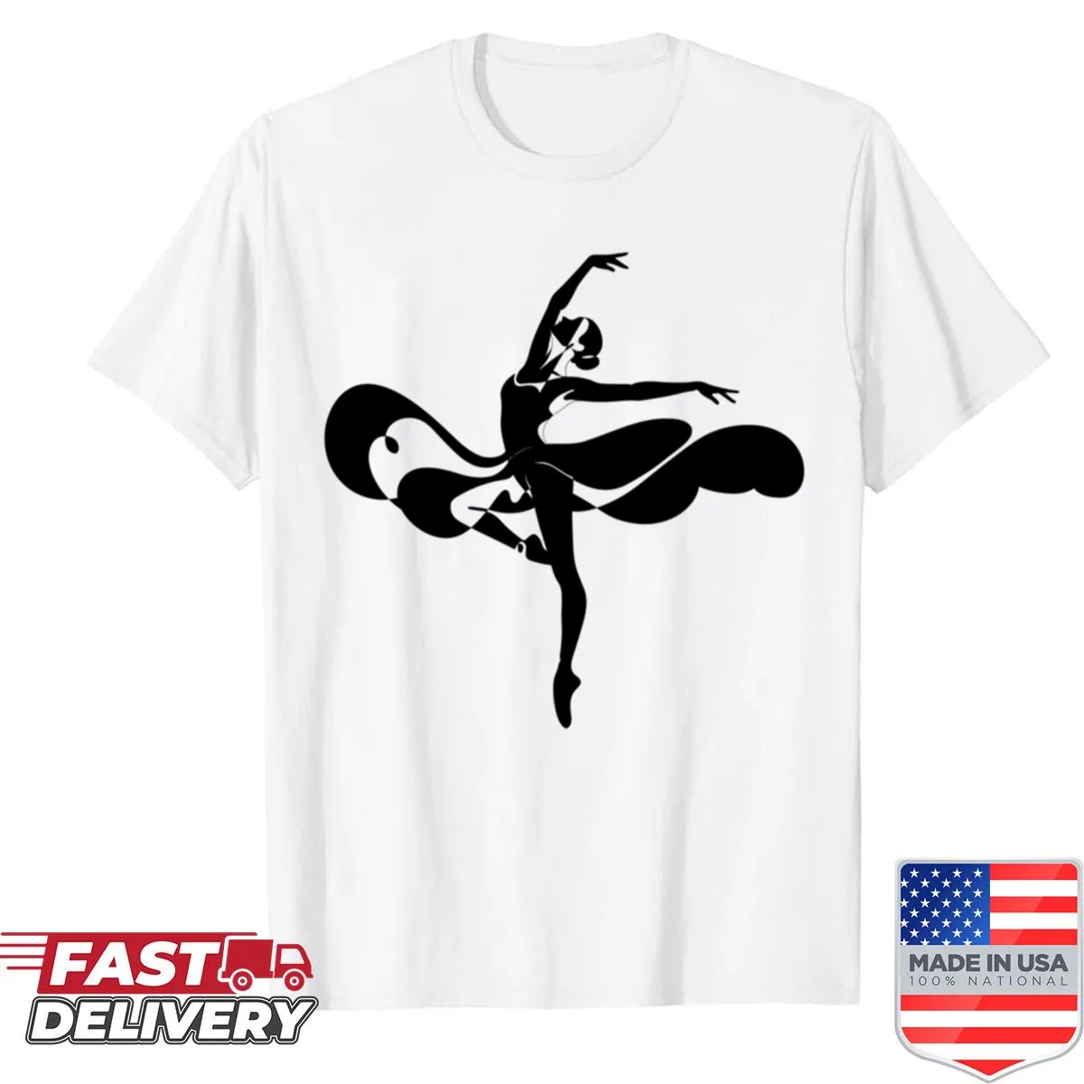Shirt featuring a silhouette of a dancing ballerina
