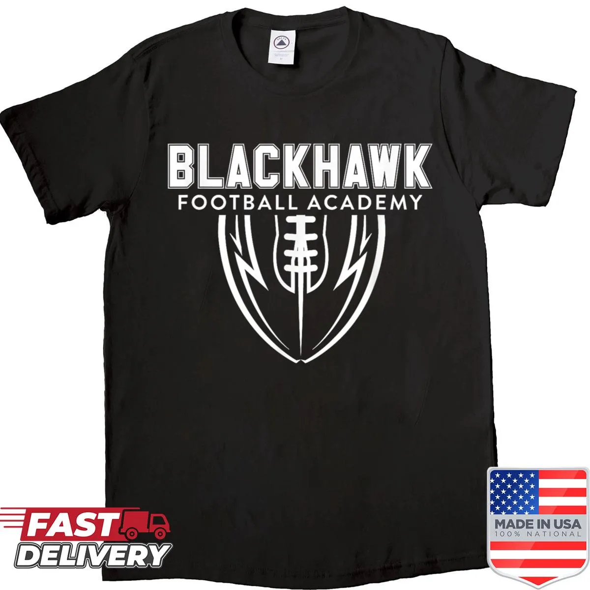 Illustrated Blackhawk Football Academy shirt with logo