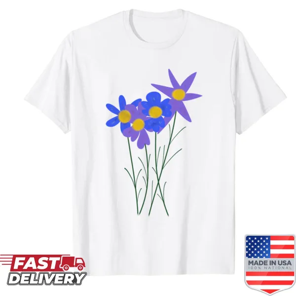 Shirt featuring an illustration of wildflowers